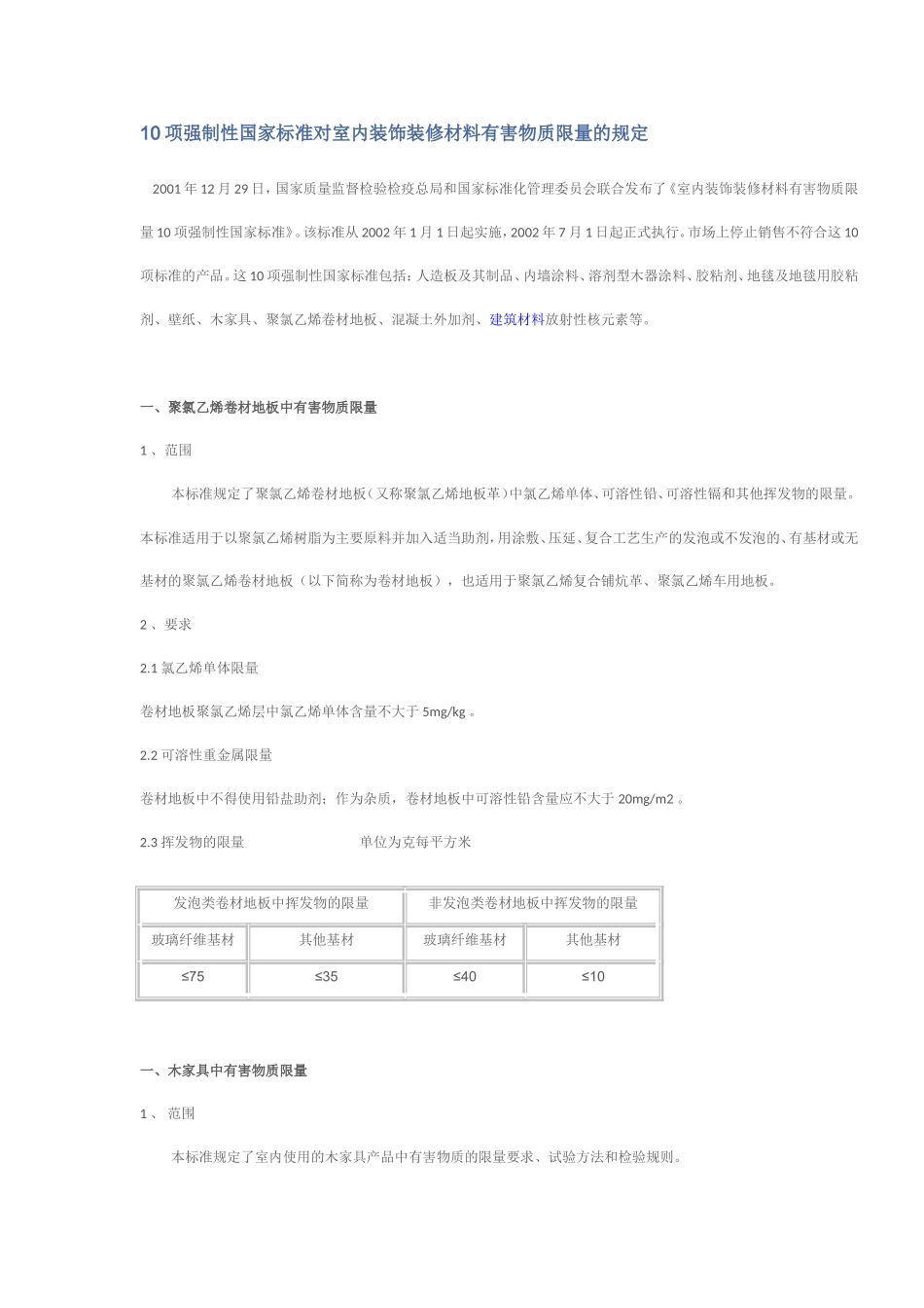 国家标准对室内装修材料有害物质限量的规定_第1页