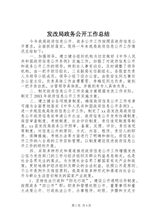 2024年发改局政务公开工作总结