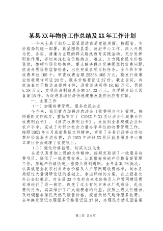 2024年县物价工作总结及工作计划