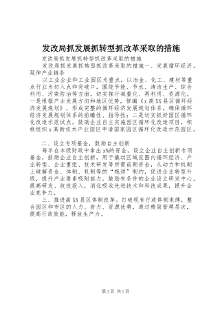 2024年发改局抓发展抓转型抓改革采取的措施