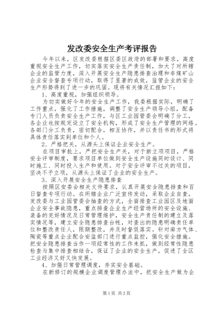 2024年发改委安全生产考评报告