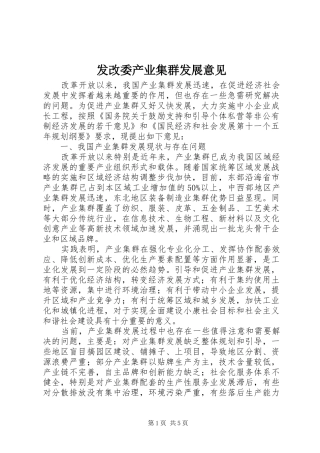 2024年发改委产业集群发展意见