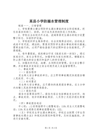 2024年县小学防溺水管理制度