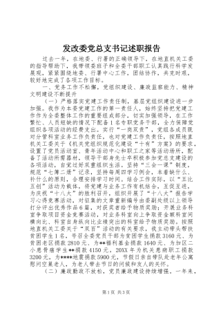 2024年发改委党总支书记述职报告