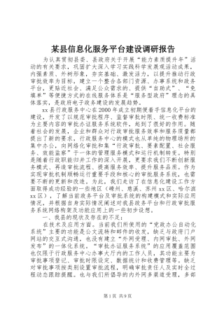 2024年县信息化服务平台建设调研报告