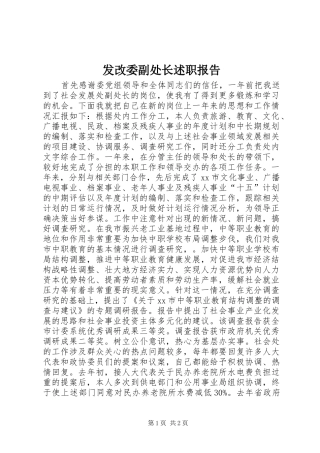 2024年发改委副处长述职报告