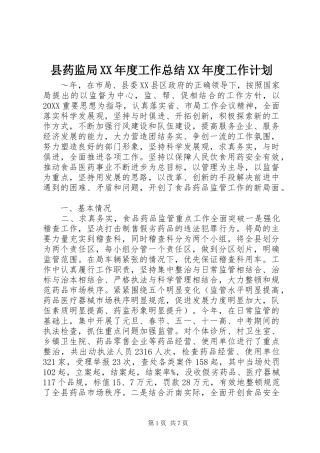 2024年县药监局年度工作总结年度工作计划