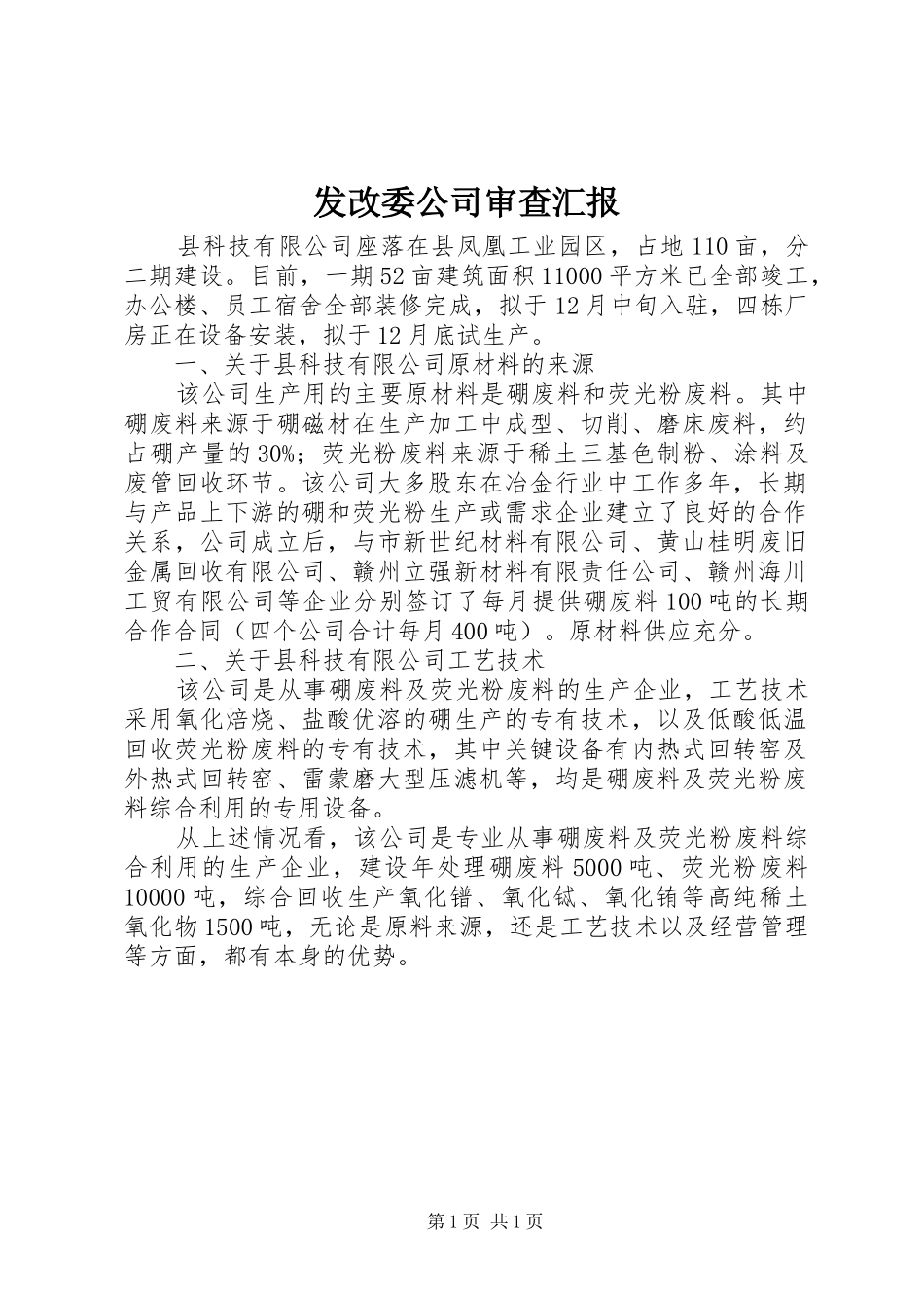 2024年发改委公司审查汇报_第1页