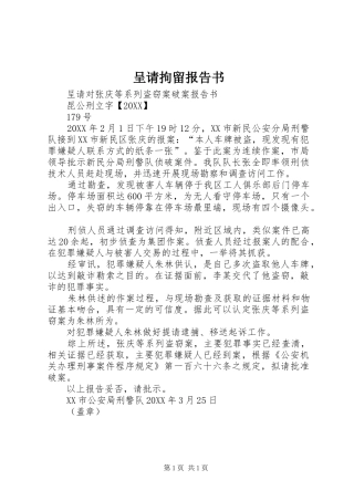 2024年呈请拘留报告书