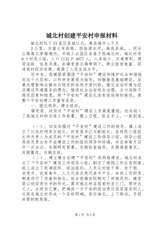 2024年城北村创建平安村申报材料