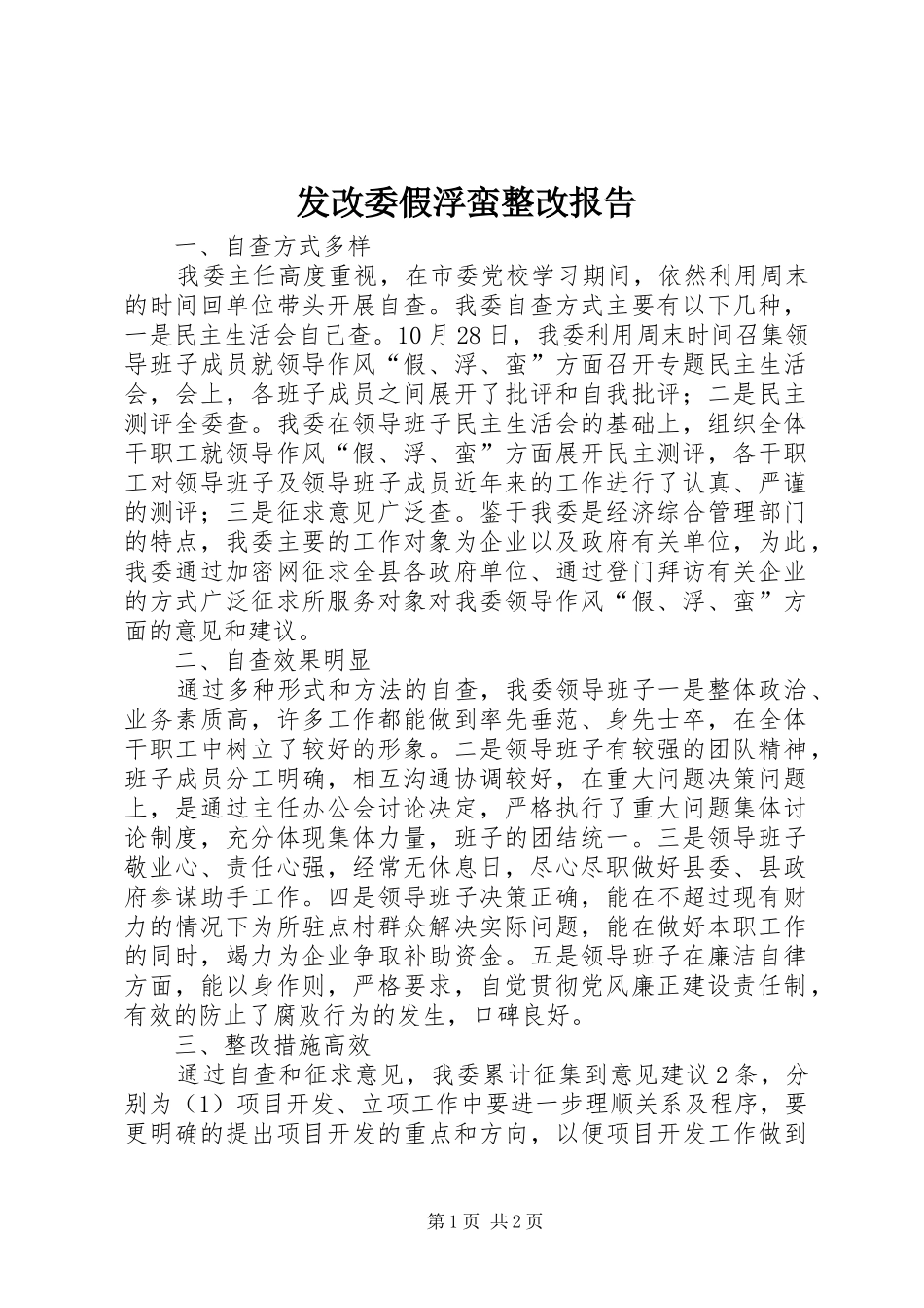 2024年发改委假浮蛮整改报告_第1页