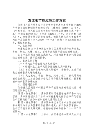 2024年发改委节能应急工作方案