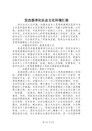 2024年发改委净化社会文化环境汇报