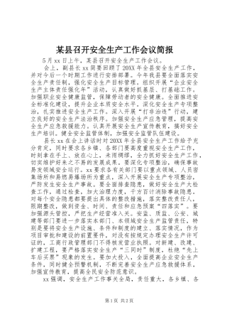 2024年县召开安全生产工作会议简报