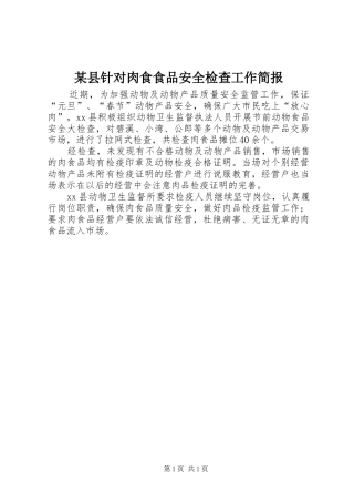 2024年县针对肉食食品安全检查工作简报