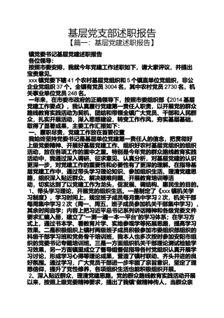 基层党支部述职报告