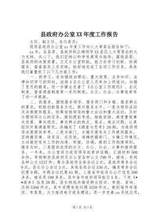 2024年县政府办公室年度工作报告