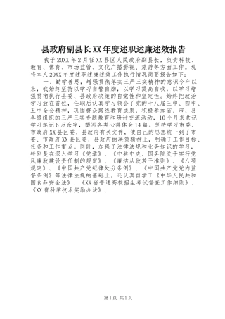 2024年县政府副县长年度述职述廉述效报告