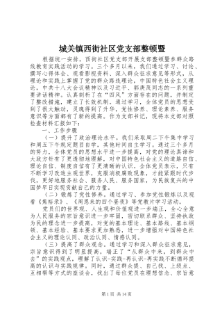 2024年城关镇西街社区党支部整顿暨