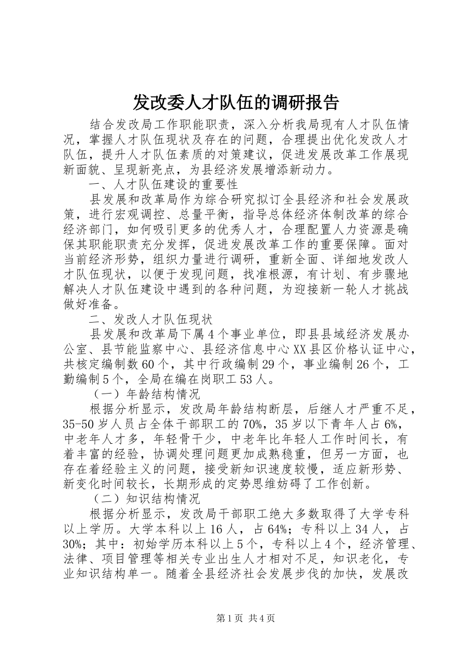 2024年发改委人才队伍的调研报告_第1页
