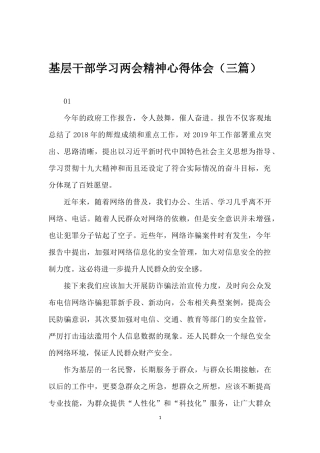 基层干部学习两会精神心得体会(三篇)