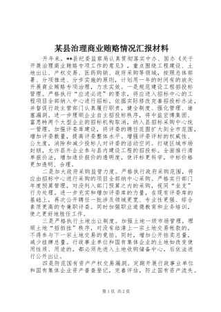 2024年县治理商业贿赂情况汇报材料