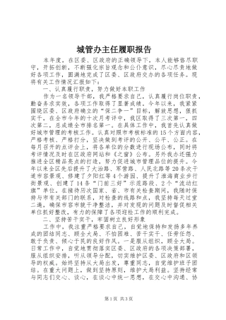 2024年城管办主任履职报告