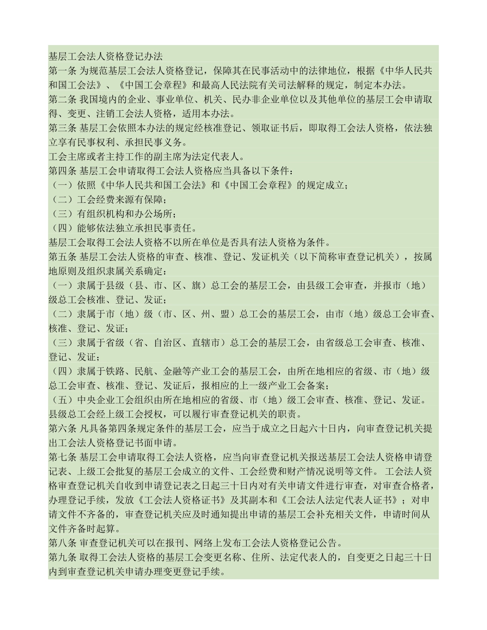 基层工会法人资格登记办法(精)_第1页