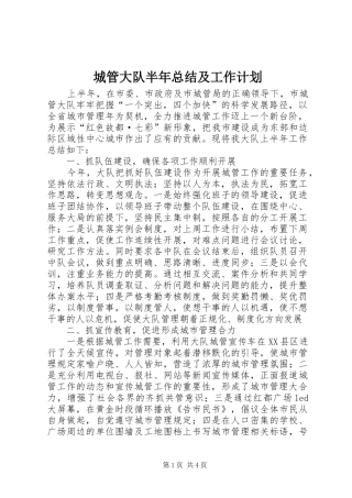 2024年城管大队半年总结及工作计划