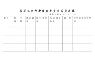 基层工会经审工作台账