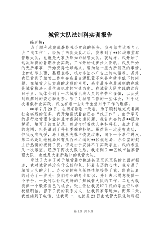 2024年城管大队法制科实训报告