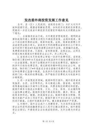 2024年发改委外商投资发展工作意见