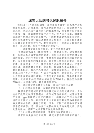 2024年城管大队副书记述职报告