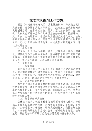 2024年城管大队控烟工作方案