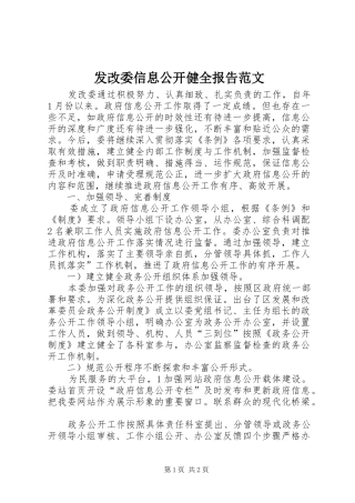2024年发改委信息公开健全报告范文