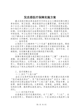 2024年发改委医疗保障实施方案