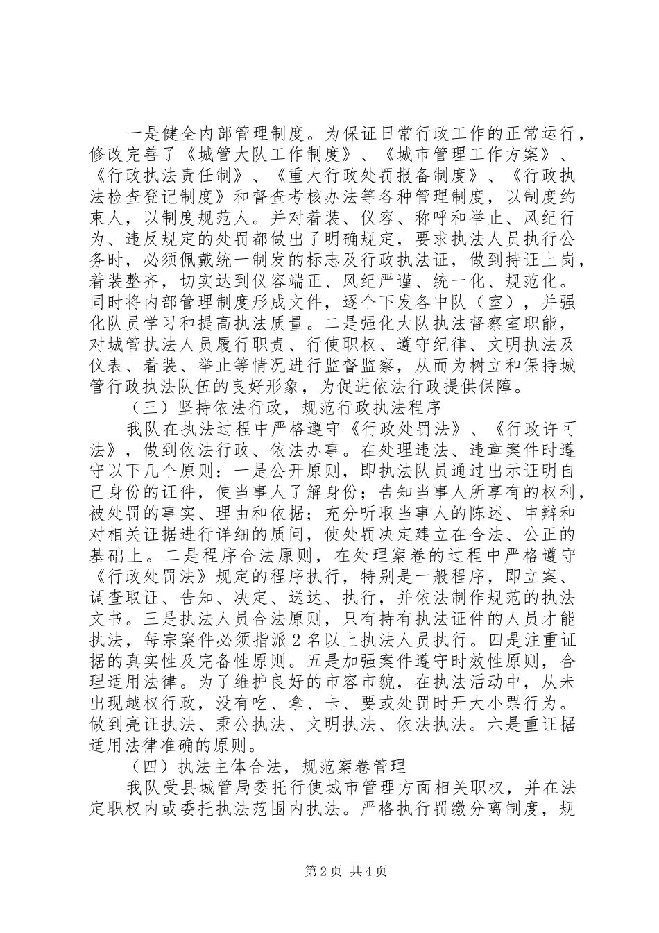 2024年城管大队行政执法自查自纠报告_第2页