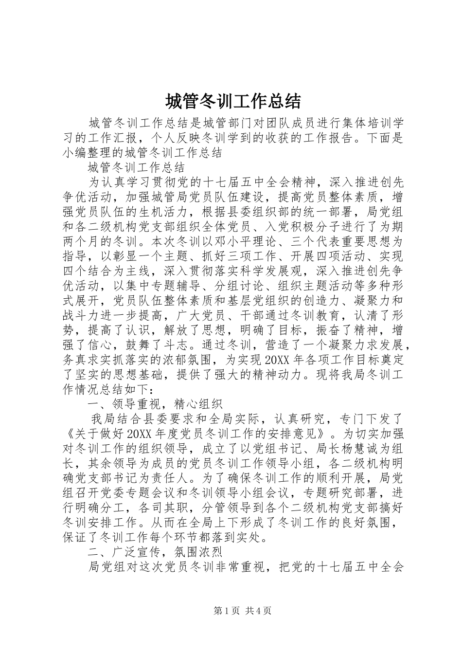 2024年城管冬训工作总结_第1页