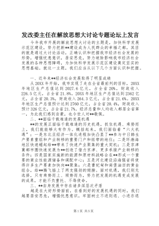 2024年发改委主任在解放思想大讨论专题论坛上讲话