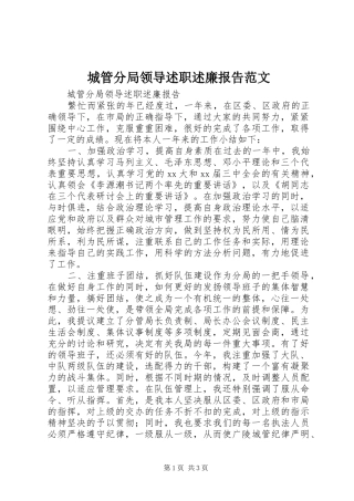 2024年城管分局领导述职述廉报告范文