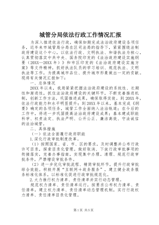 2024年城管分局依法行政工作情况汇报