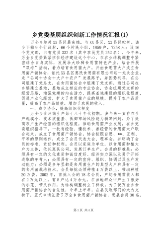 2024年乡党委基层组织创新工作情况汇报