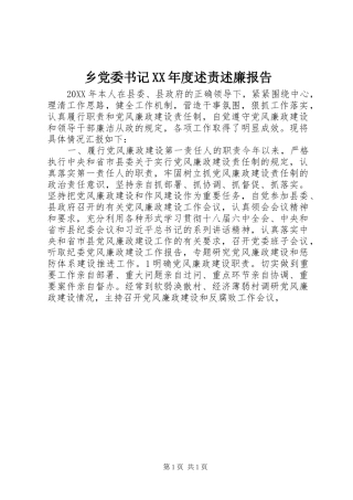 2024年乡党委书记年度述责述廉报告