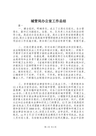 2024年城管局办公室工作总结