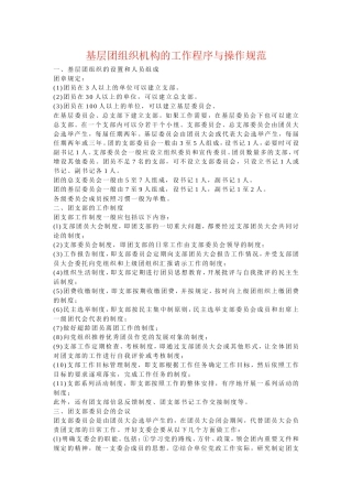 基层团组织机构的工作程序与操作规范
