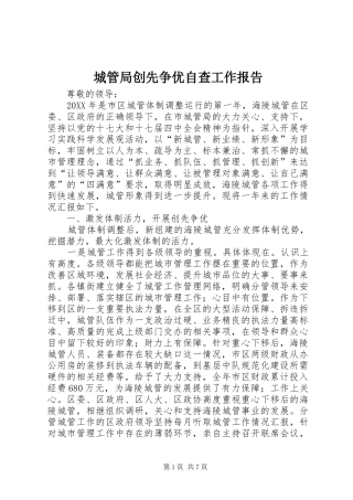 2024年城管局创先争优自查工作报告