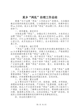 2024年乡两乱治理工作总结