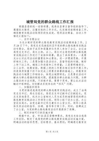 2024年城管局党的群众路线工作汇报