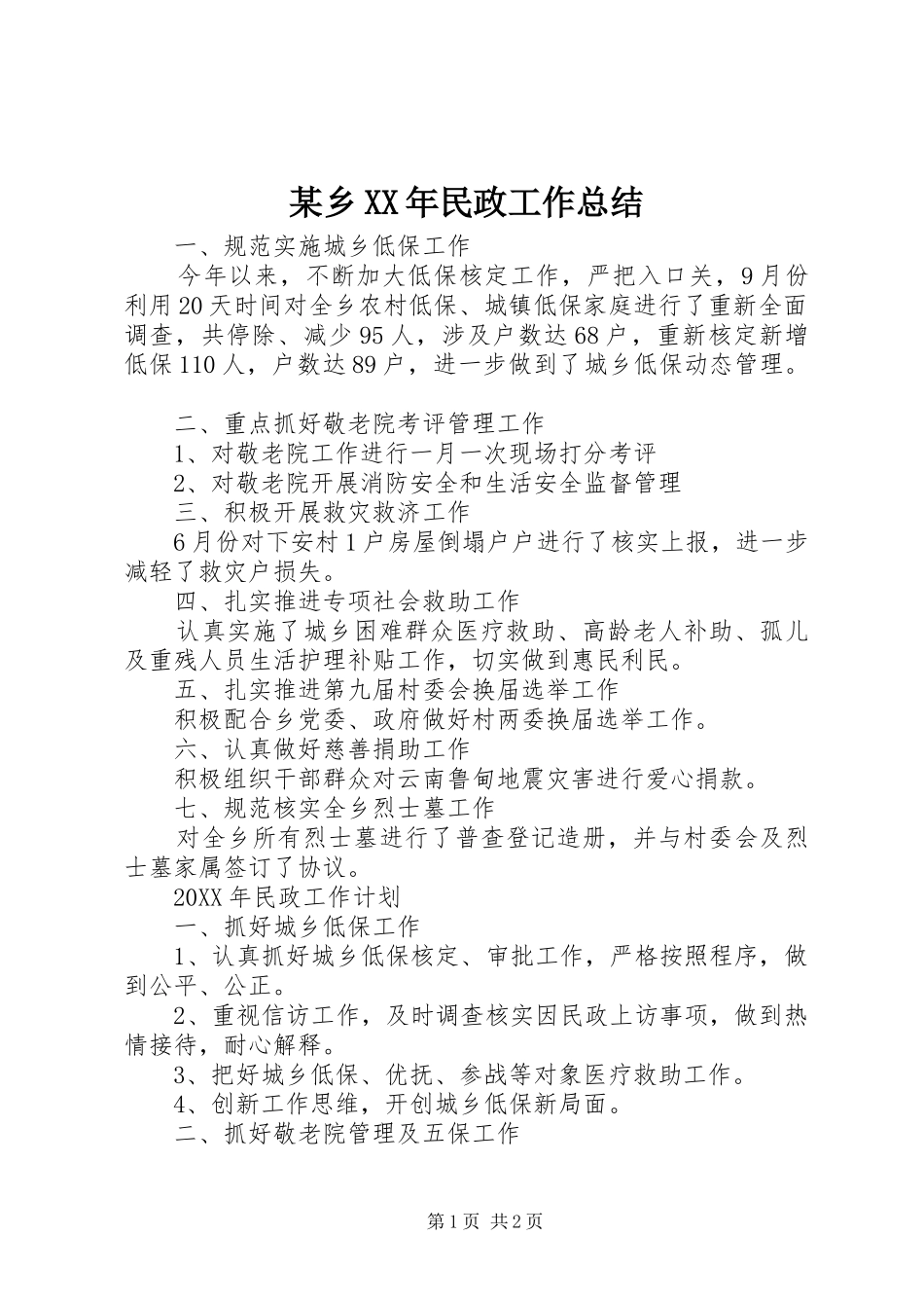 2024年乡民政工作总结_第1页