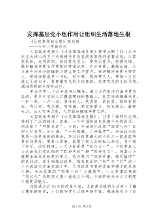 2024年发挥基层党小组作用让组织生活落地生根